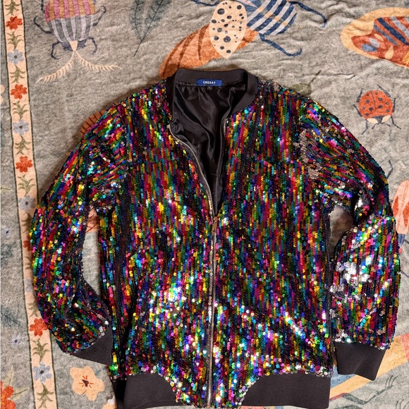 Colorful Sequin Zip-Up Jacket - Picture 2 of 8